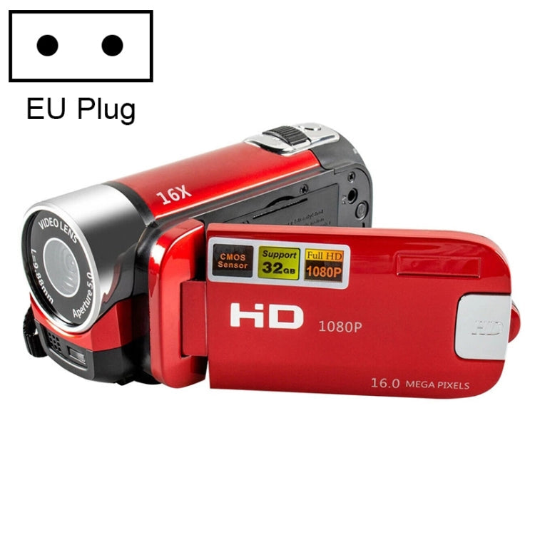 16X Digital Zoom HD 16 Million Pixel Home Travel DV Camera, EU Plug(Red)