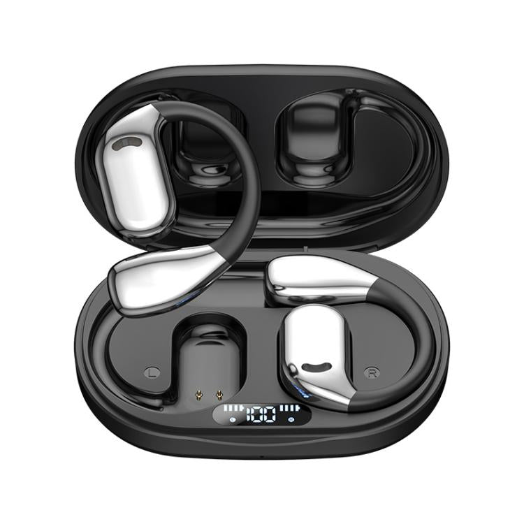 M75 On-Ear AI Intelligent Translation Language Conference Recording Wireless Digital Display Bluetooth Earphone(Black)