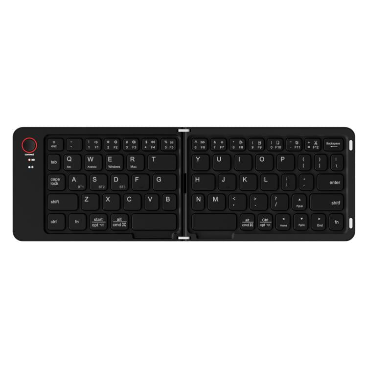 B023 Two Folding Portable Mini Wireless Bluetooth Keyboard Cell Phone Laptop Notebook Office Keyboard(Black)