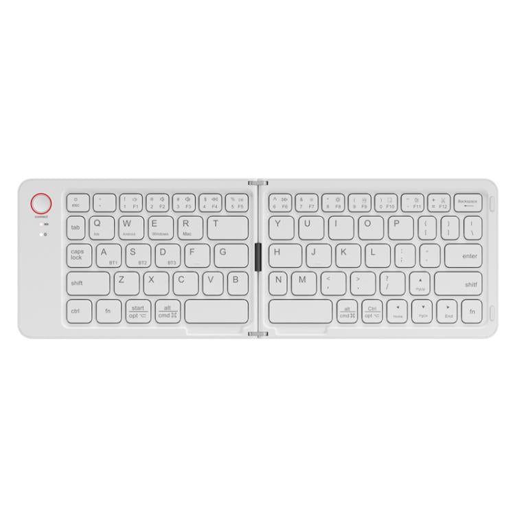 B023 Two Folding Portable Mini Wireless Bluetooth Keyboard Cell Phone Laptop Notebook Office Keyboard(White)